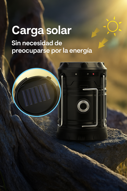 Linterna Solar 360° Recargable para Emergencias y Camping