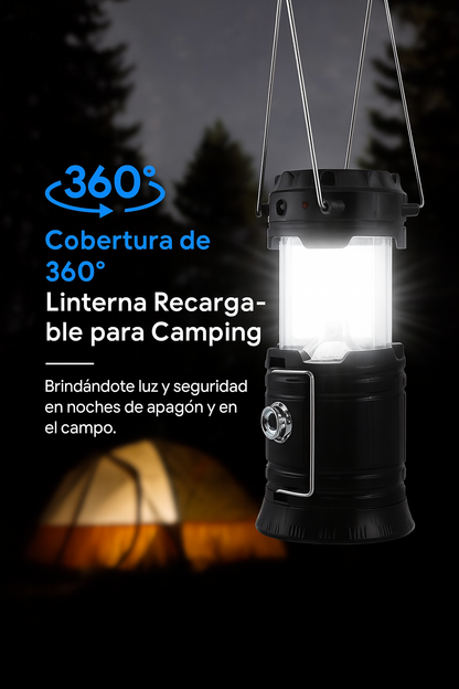 Linterna Solar 360° Recargable para Emergencias y Camping