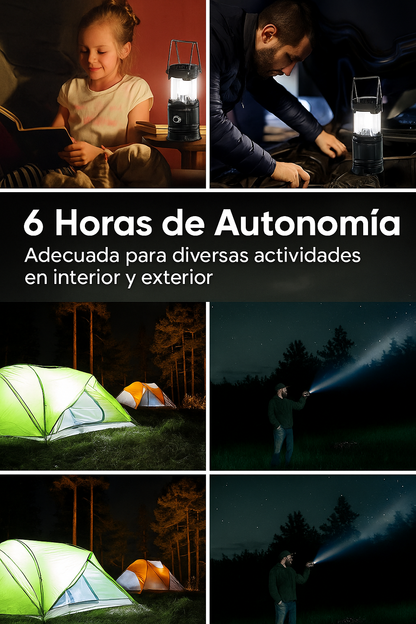 Linterna Solar 360° Recargable para Emergencias y Camping