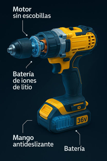 KIT TALADRO INALAMBRICO DEWALT CON 2 BATERIAS Y ACCESORIOS